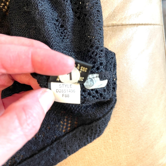 Vintage Dana Buchman Black Beaded Open Knit Top Sheer Sparkle Evening Wear L/XL - Picture 13 of 13